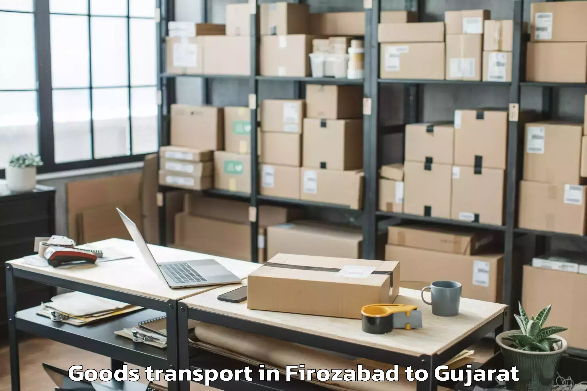 Trusted Firozabad to Khambhaliya Goods Transport